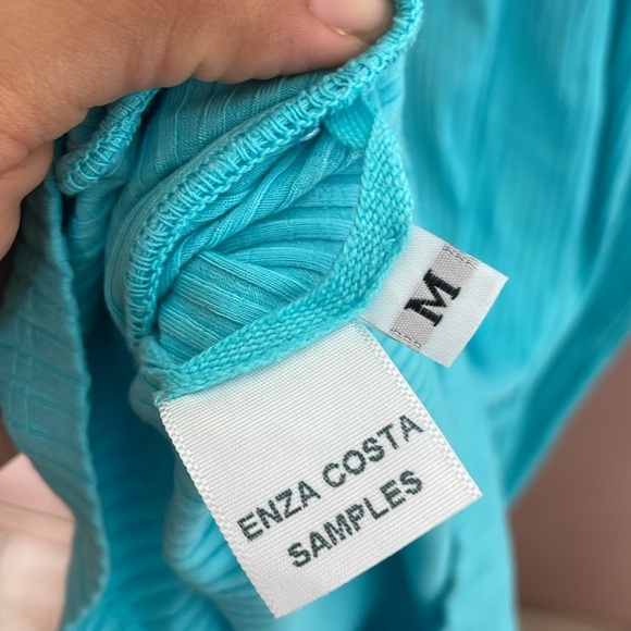 Enza Costa Compact Cotton Ribbed Midi Asymmetrical Front - Picture 5 of 5